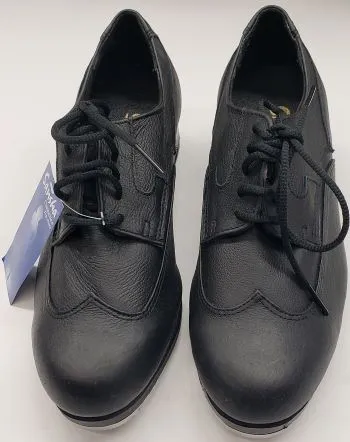 Chic Style Shoes Padded collar Wing-Tip -- Leather  Tap Shoe Oxford -- Black