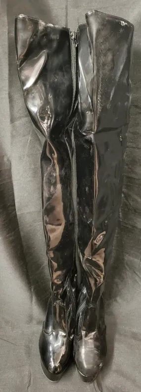 Walk Strong 6" Lainey -- Women's Thigh High Platform Boot -- Black Patent