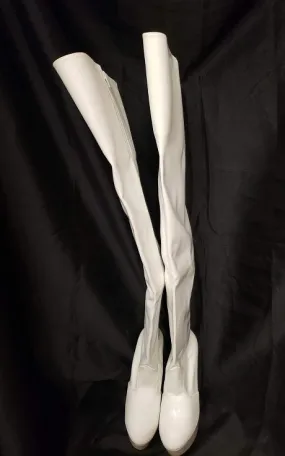 Daily Smart Custom made 6" Astra -- Women's Thigh High Platform Dress Boot -- White Patent