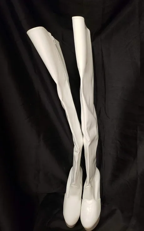 Daily Smart Custom made 6" Astra -- Women's Thigh High Platform Dress Boot -- White Patent