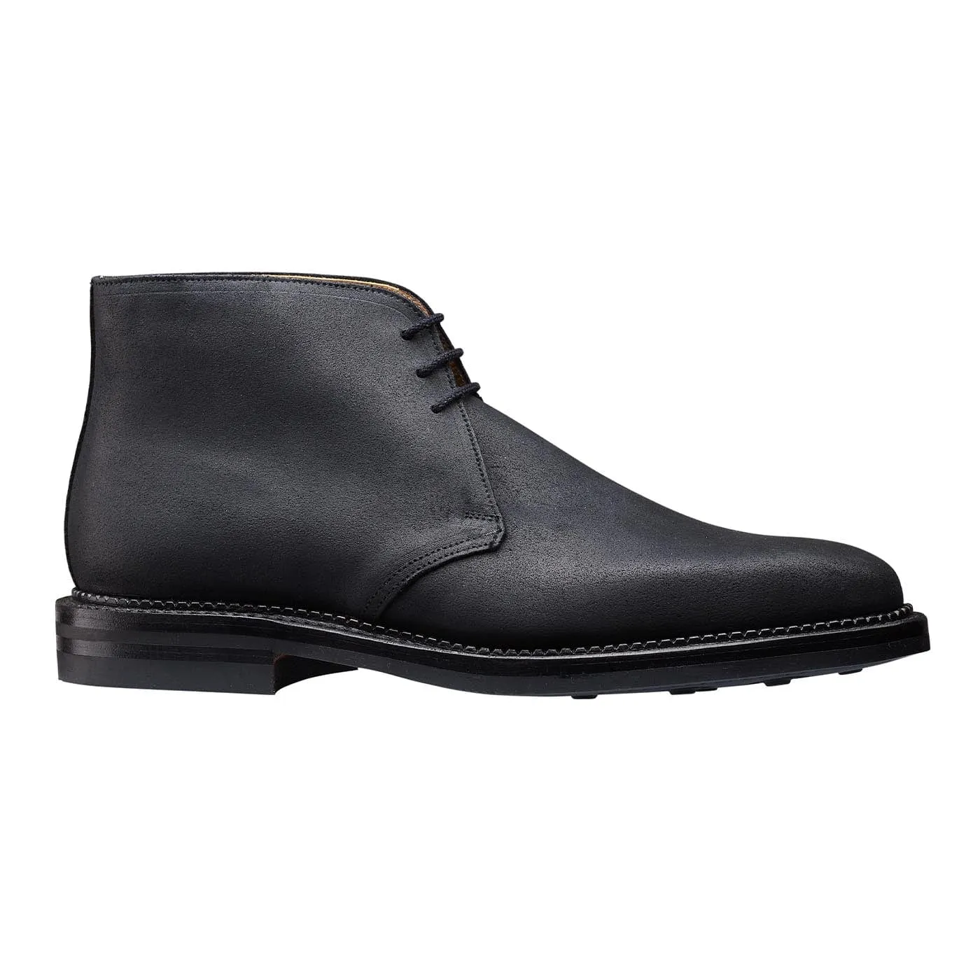 Molton Black Rough-Out Suede Durable Leather Urban Style