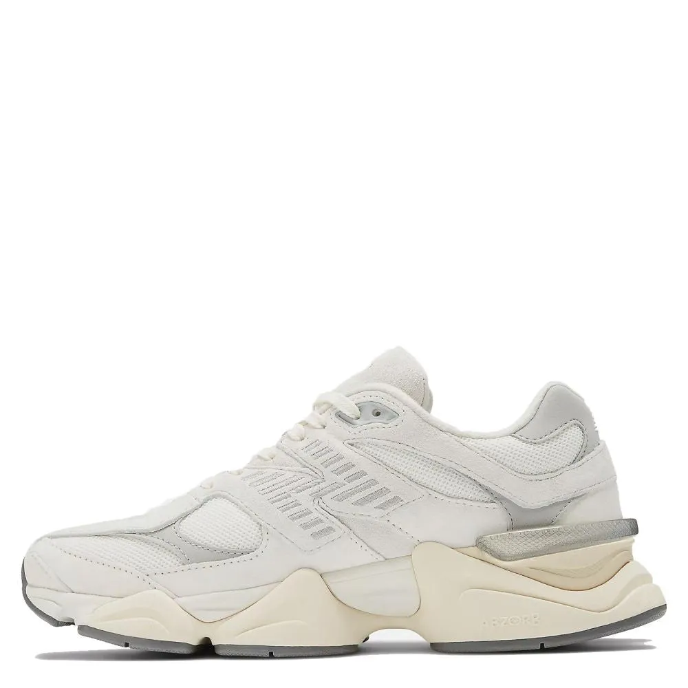 New Balance 9060 in Sea Salt with Concrete and Silver Metallic Bold-Style Walking Earth Base