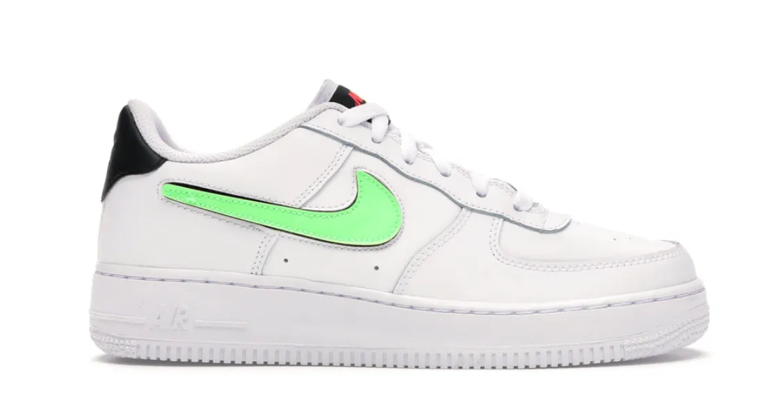 Spring Jump Short Trip Nike Air Force 1 Low Removable Swoosh White Green Strike (GS)