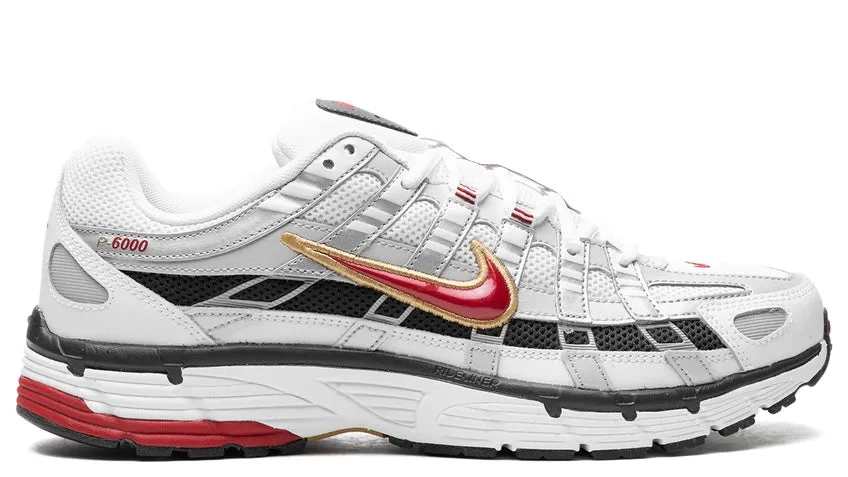 Nike P-6000 Platinum Varsity Red Low Arch Velvet Soft