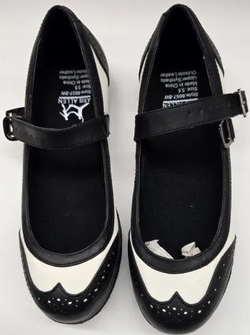 Mary Jane -- Suede Sole Strap -- Black/White Firm Lock