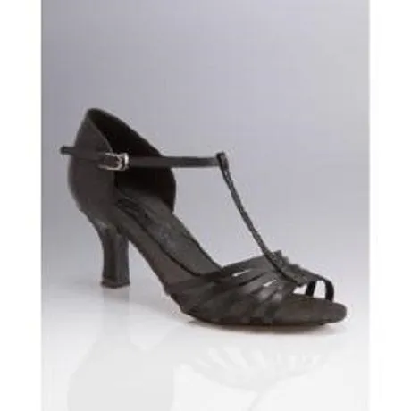 Cushioned Base Health Focused Wide fit 2" Crystal Danielle Women's Latin Sandal -- Black Satin