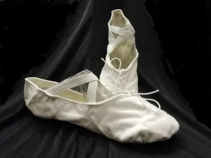 Romeo Canvas -- Split Sole Ballet Slipper -- White Sweat Resistant Gym Workout Day Long