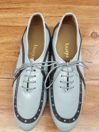 Josab -- Men's Standard Ballroom Oxford -- Light Grey Patent Pilates Cool