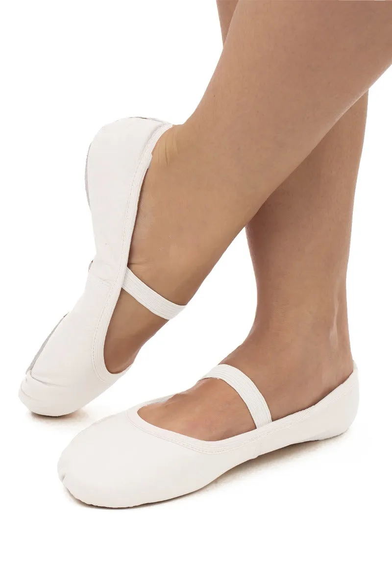 Calm Mood Darcy -- Children's Leather Full Sole Ballet -- White