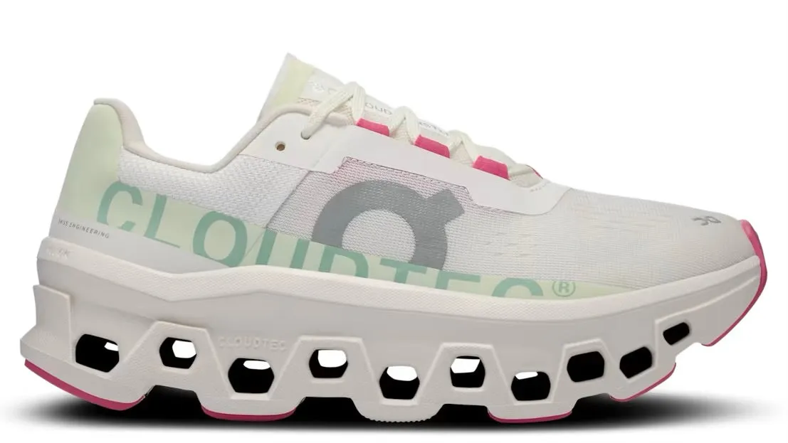 On Running Cloudmonster White Lima (Women's) Stretch Fabric Travel Light