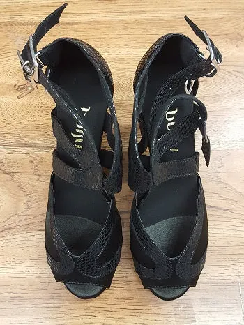 3" Isabel -- Women's Flare Heel Latin Sandal -- Black Comfortable Design School Day