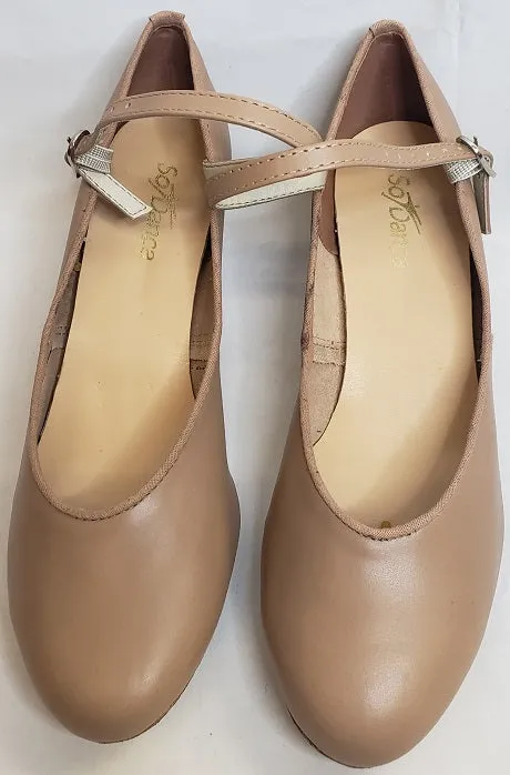 Seamless Fit Work Commute Quality 1.25" Meredith -- Mary Jane Ballroom Shoe -- Caramel