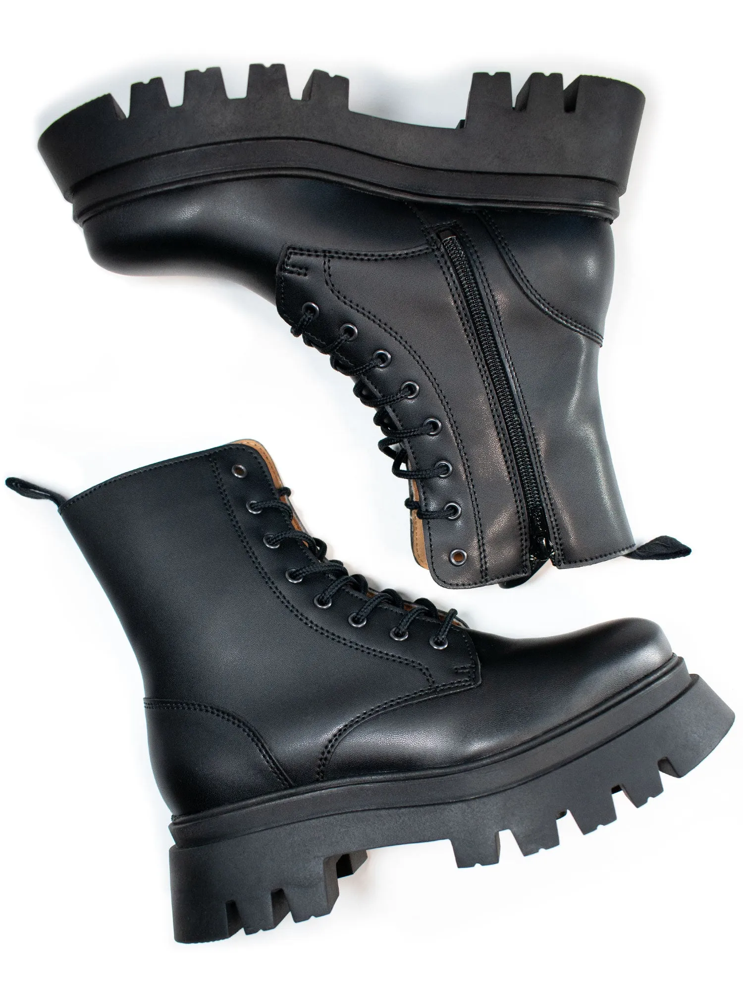 Track Sole 8-Eye Lace Up Boots Memory Foam