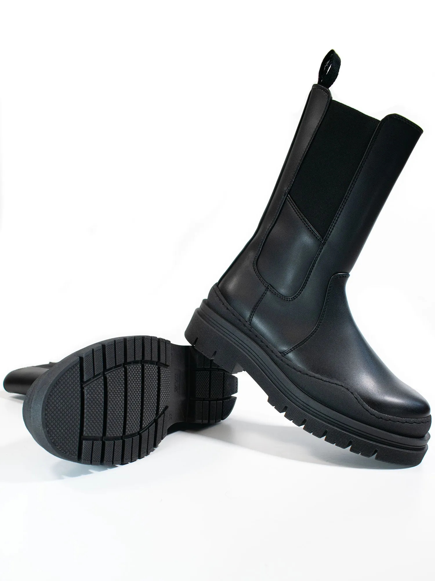 Track Sole Chelsea Mid-Height Boots Anti Abrasion