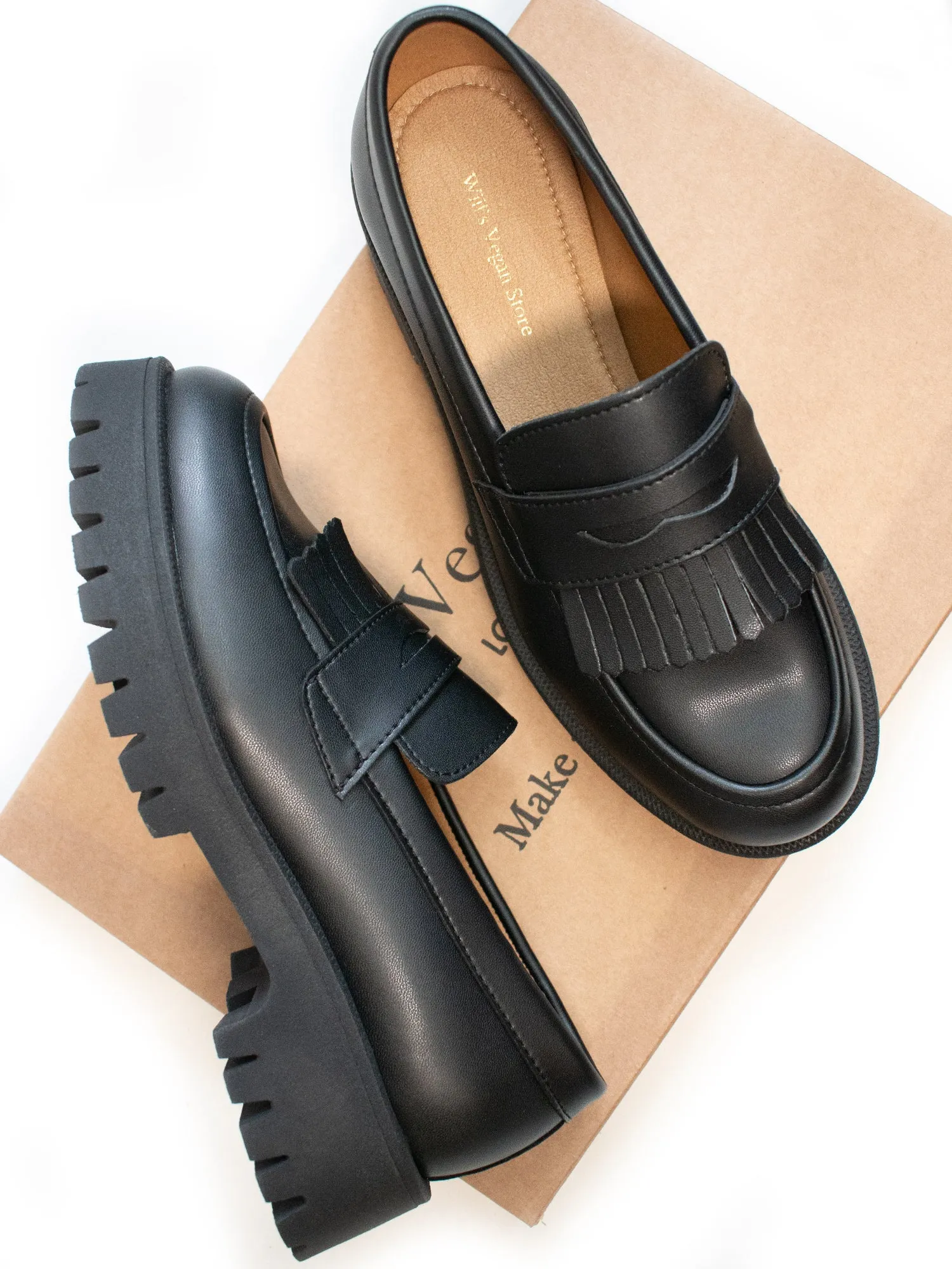 Track Sole Fringe Loafers Heavy Terrain Comfortable Design