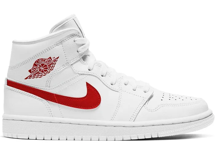 Jordan 1 Mid White University Red Skin Soft