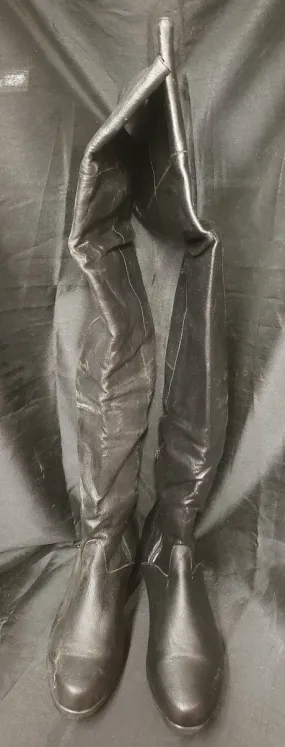 Tyler -- Men's Thigh High Flat Heel Dress Boot -- Black Art Cut