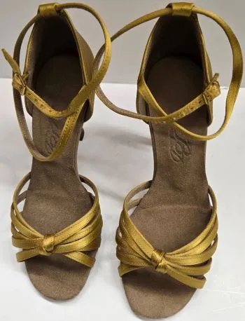 3.38" Alta -- Flare Heel Latin Sandal Comfort Shank Bold Tone