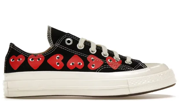 Converse Chuck Taylor All Star 70 Ox Comme des Garcons Play Multi-Heart Black Red Any Path Anti Slip