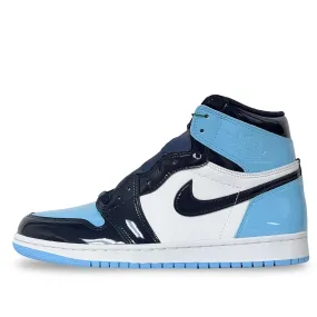 Sweat Resistant Frequent Travelers Stretch Fabric Work Commute WMNS Nike Air Jordan 1 High UNC Patent Blue Chill